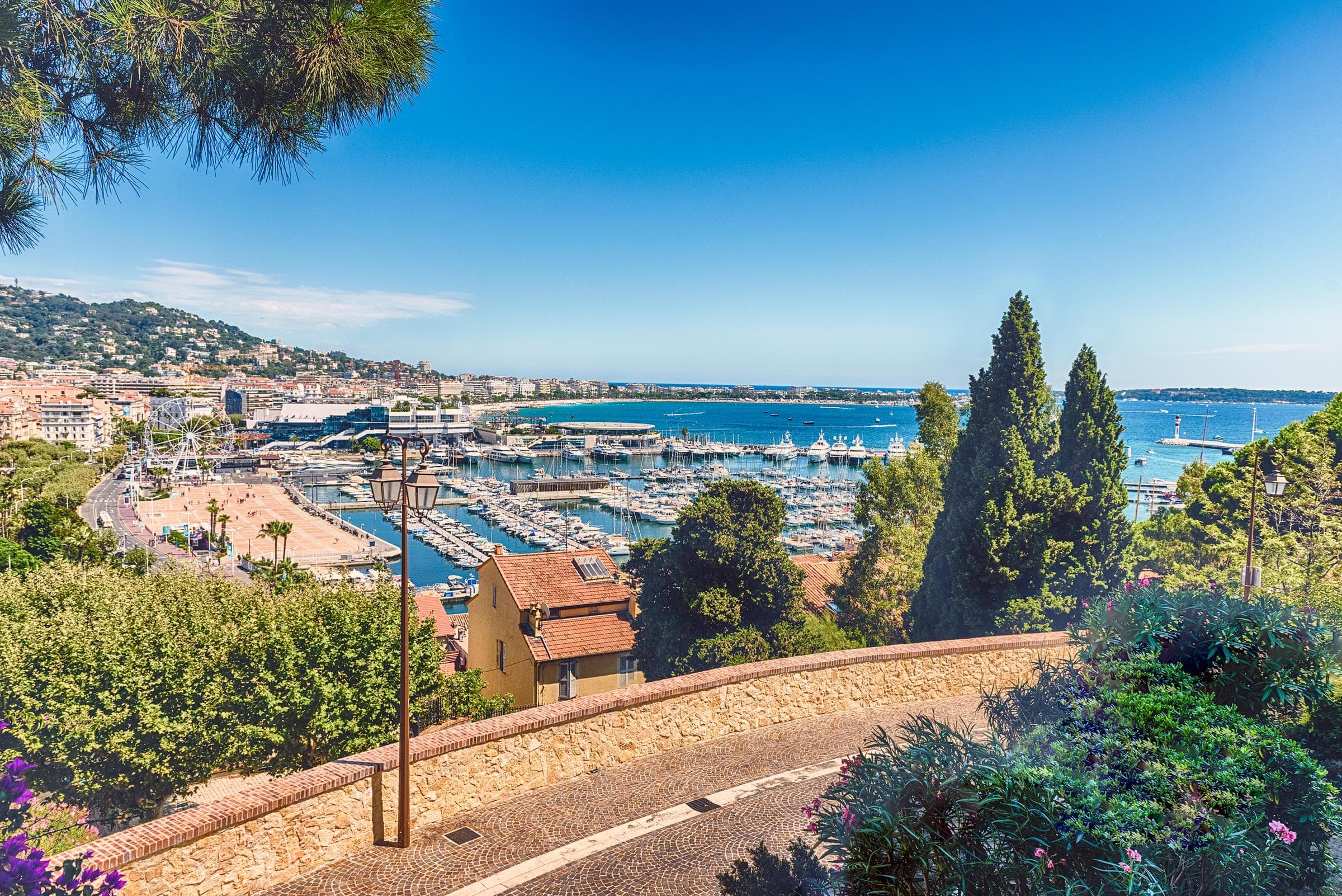 View over Cannes old harbour and the bay