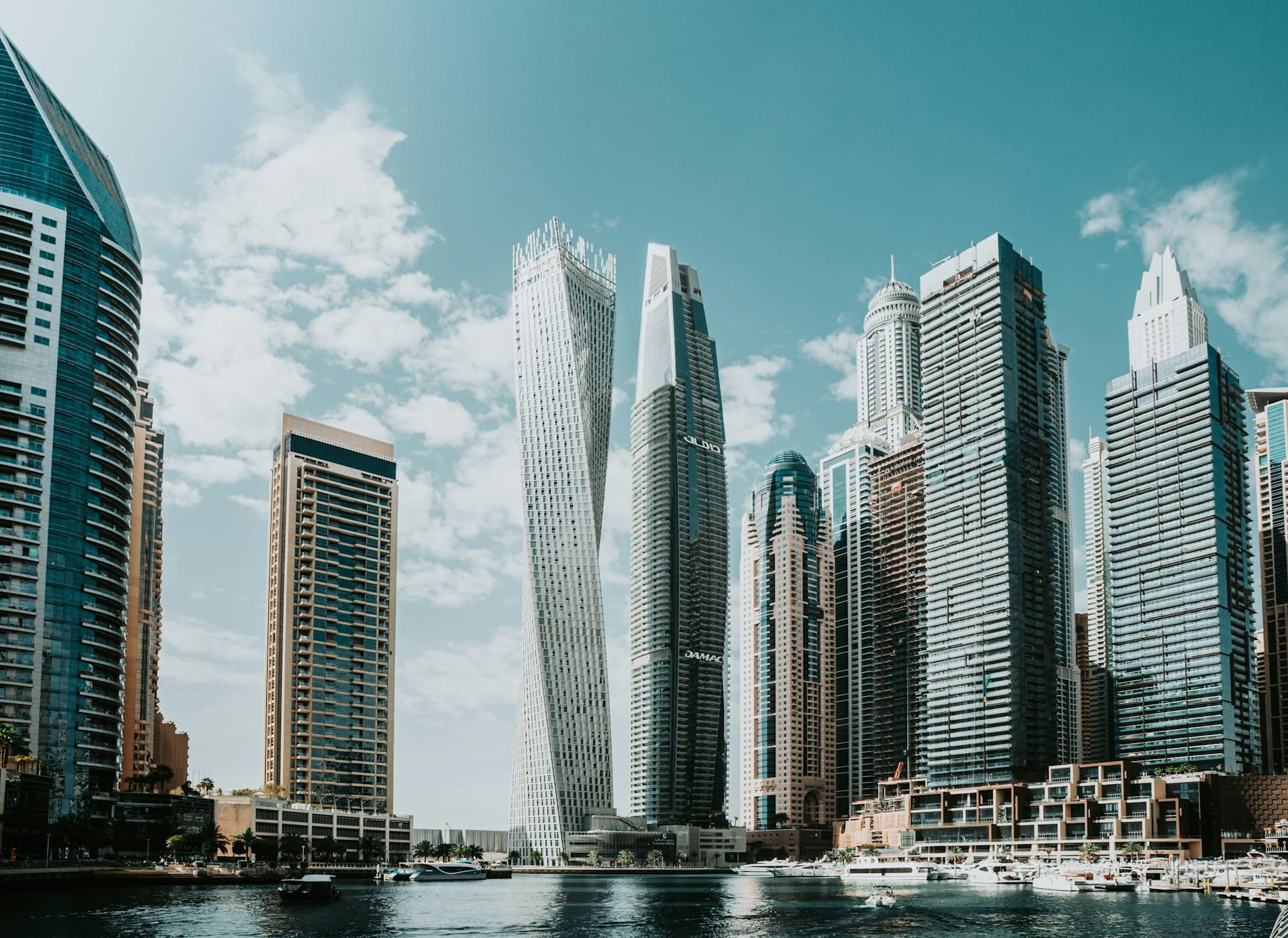 Dubai Marina towers at the waterfront